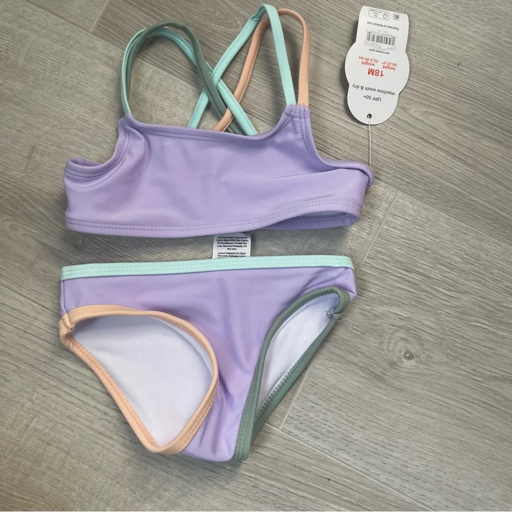 Wonder Nation Baby and Toddler Girl Bikini, 2-Piece, Size 18M